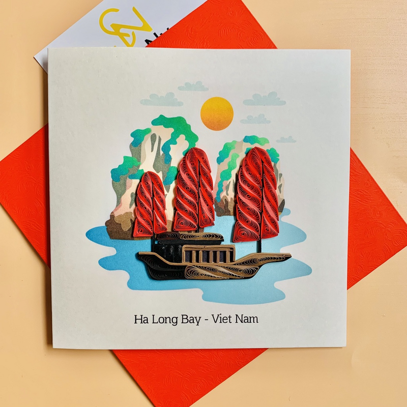 Thiệp Giấy Xoắn Handmade 15 x 15cm