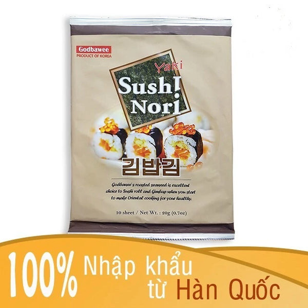 Combo 2 gói TẢO BIỂN - RONG BIỂN CUỘN CƠM YAKI SUSHI NORI GODBAWEE (20G/GÓI)