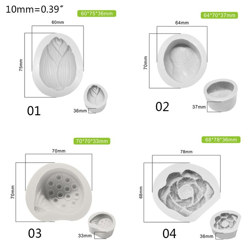Set 4 Khuôn Silicon Hoa Sen