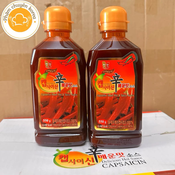 Tinh dầu ớt Chungwoo làm mỳ cay, tokpokki cấp độ Hàn Quốc ( Chai 550ml )