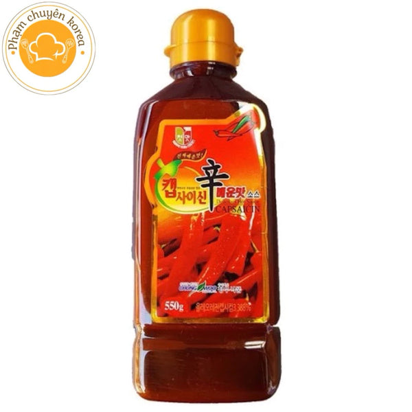 Tinh dầu ớt Chungwoo làm mỳ cay, tokpokki cấp độ Hàn Quốc ( Chai 550ml )