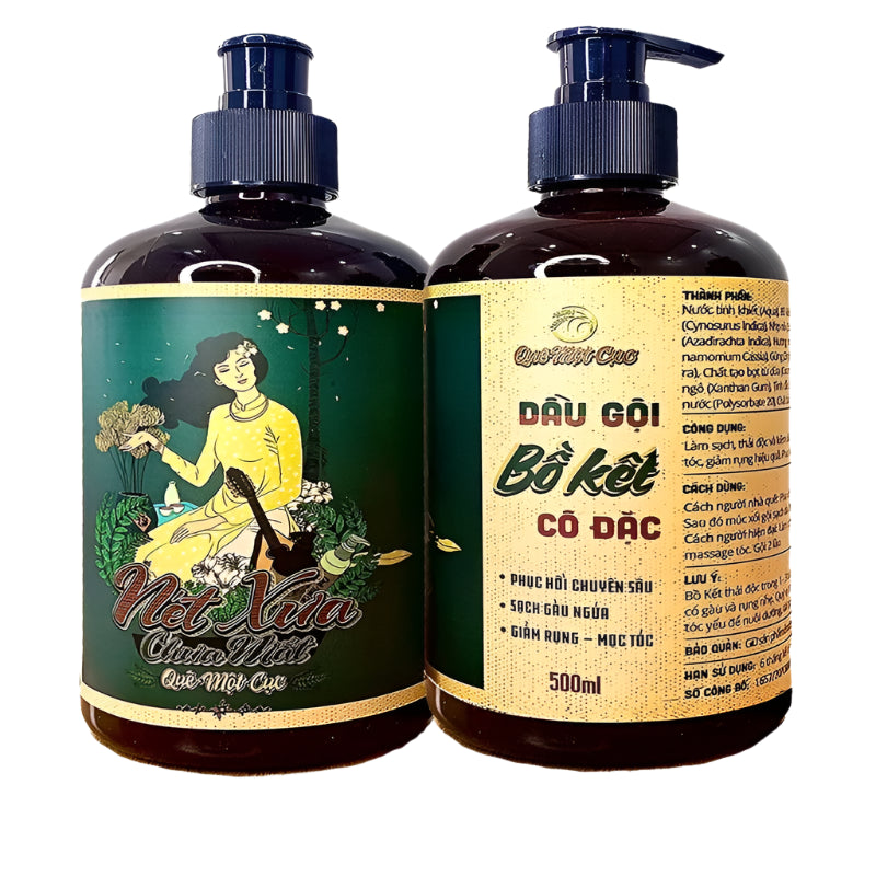 Combo Gội Xả bồ kết cô đặc chống rụng, gàu, nấm, ngứa, kiềm dầu, mọc tóc Spa Quê Một Cục